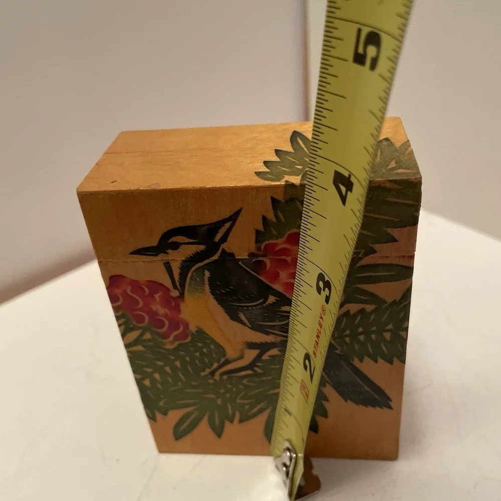 Vintage Chinese Wooden Nesting Boxes Set Of 3 Artist Sealed Bird & Floral Motif